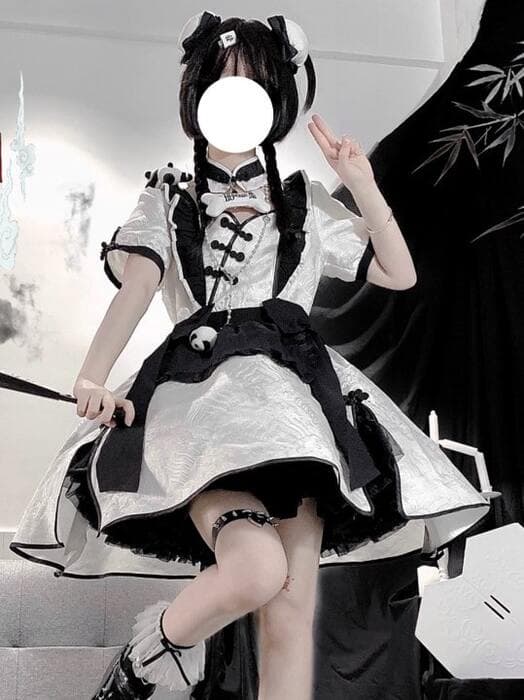 チャイナ服 リボンロリータ メイド風 チャイナワンピース