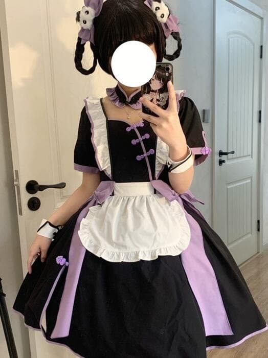 チャイナ服 リボンロリータ メイド風 チャイナワンピース