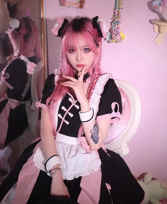 チャイナ服 リボンロリータ メイド風 チャイナワンピース