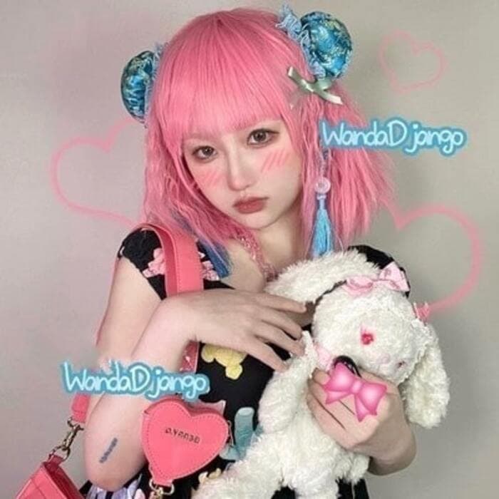 ターコイズブルー ロリータ風 チャイナ髪飾り