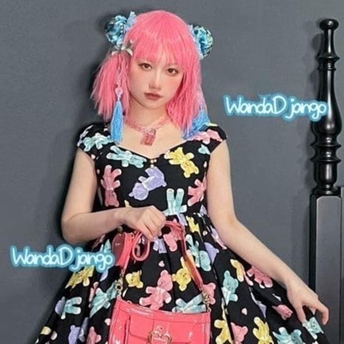 ターコイズブルー ロリータ風 チャイナ髪飾り