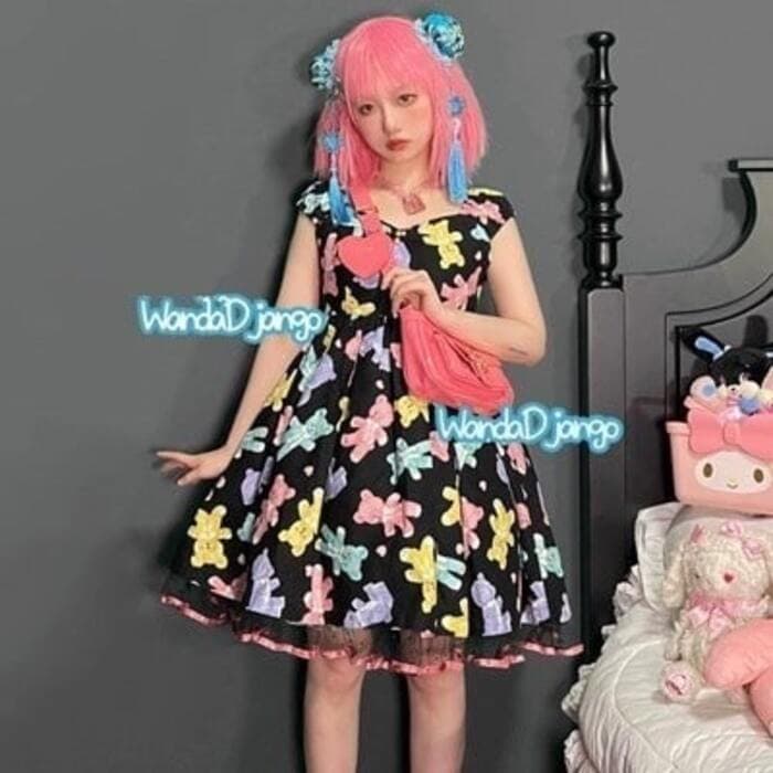 ターコイズブルー ロリータ風 チャイナ髪飾り
