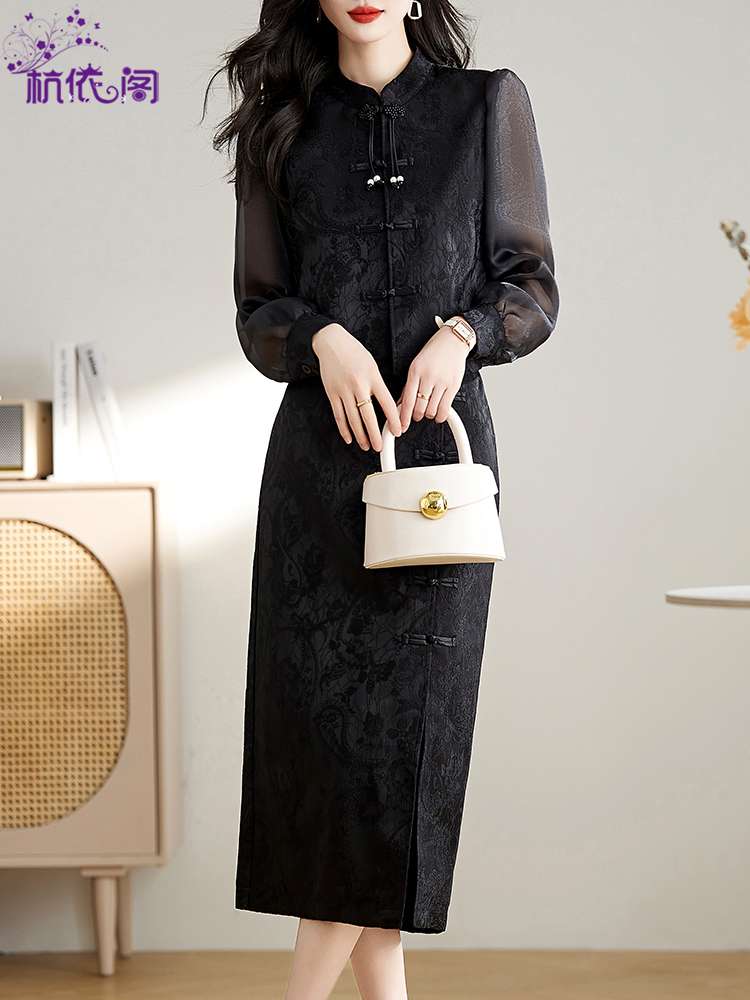 チャイナ服 ブラック レース セットアップ ドレス