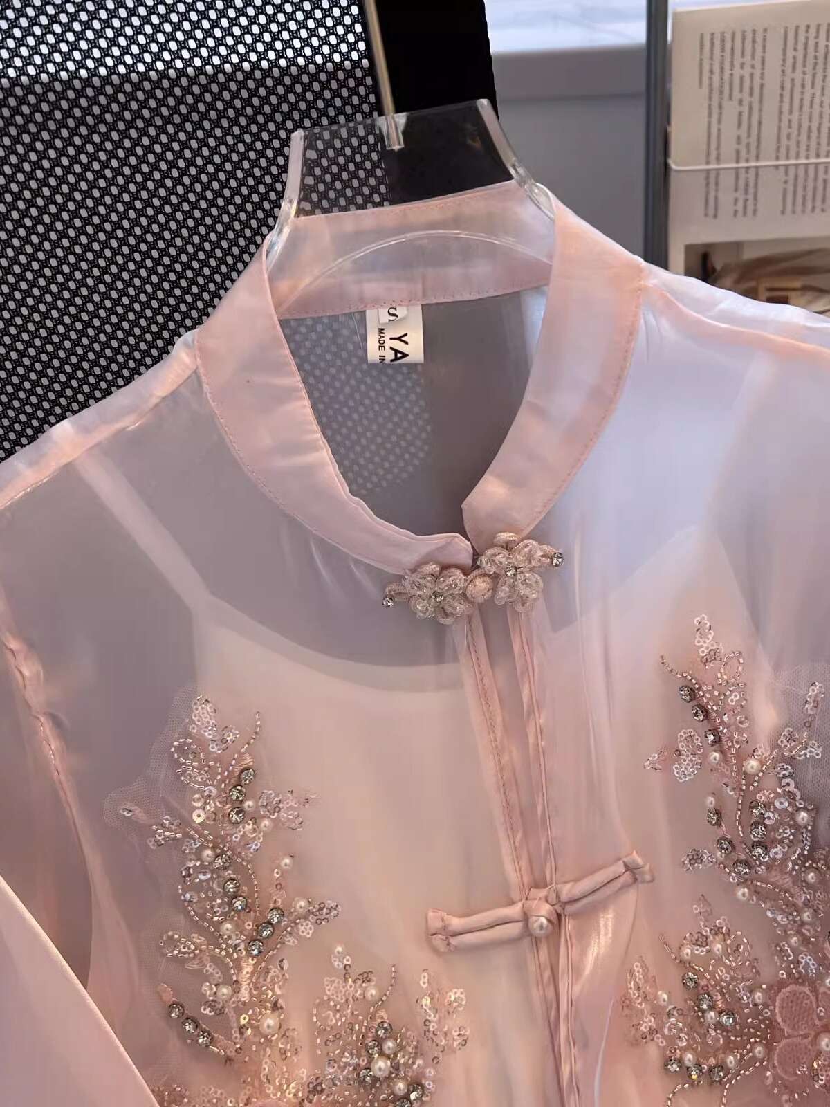 チャイナ服 シースルー ビジュー ブラウス
