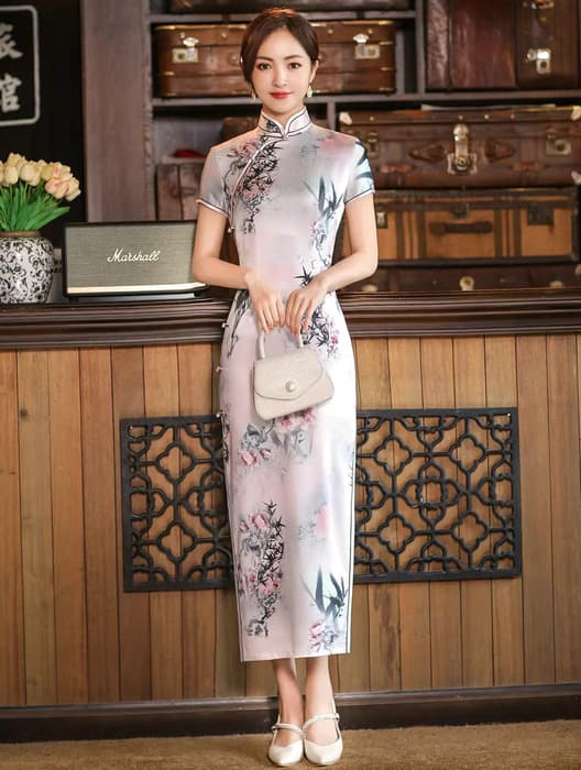 チャイナ服 シルク ロング チャイナドレス