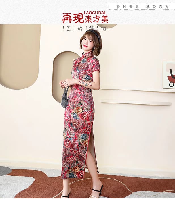 チャイナ服 ロングキャットウォーク チャイナドレス