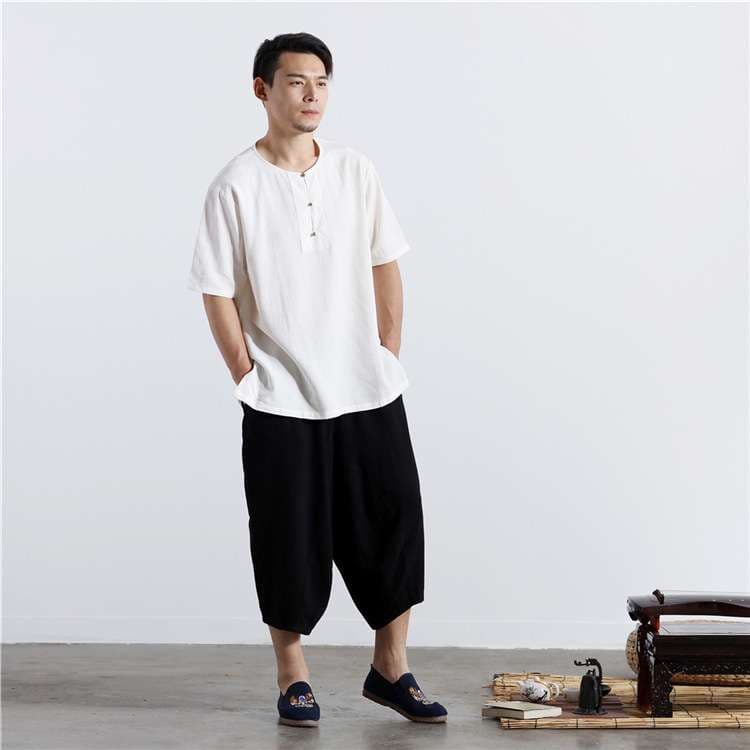 チャイナ服 リネンコットン カジュアル Tシャツ