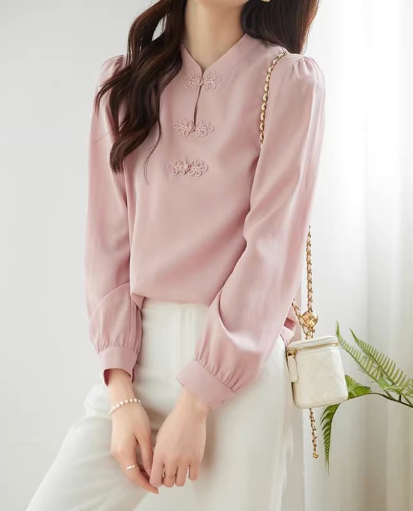 チャイナ服 長袖中華ブラウス