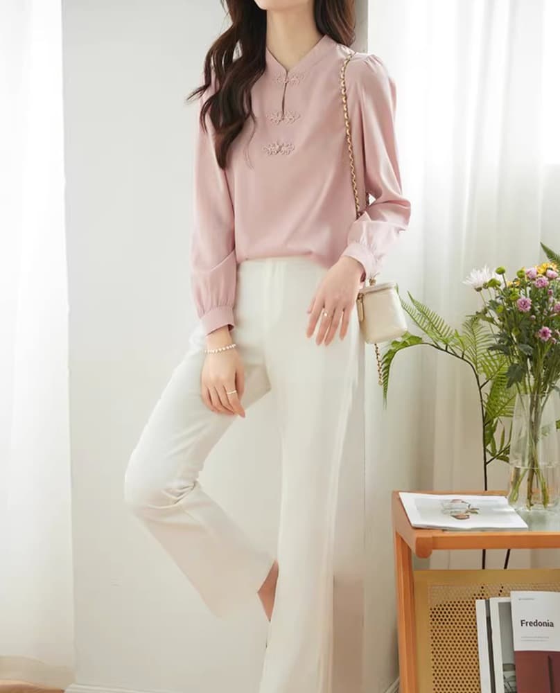 チャイナ服 長袖中華ブラウス