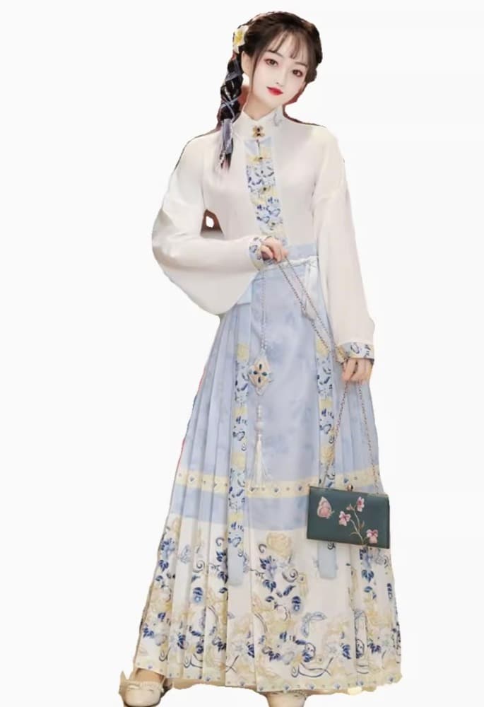 花柄刺繍入り立襟チャイナ風上下セット