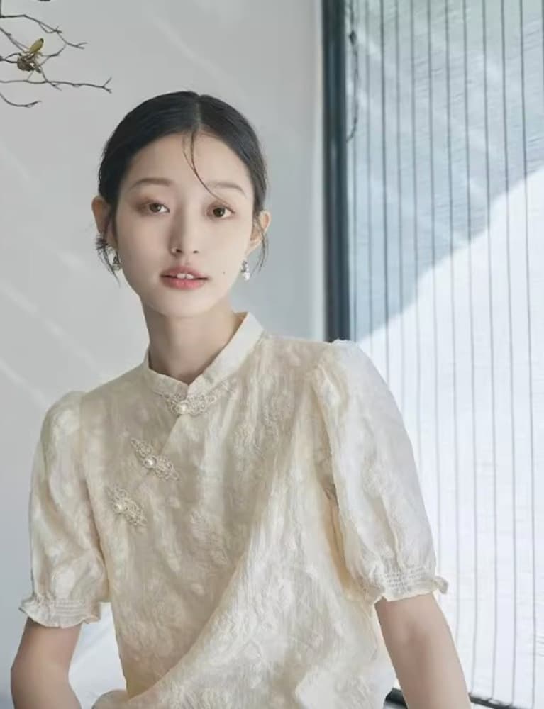 チャイナ服 シワ加工 モコモコ チャイナブラウス