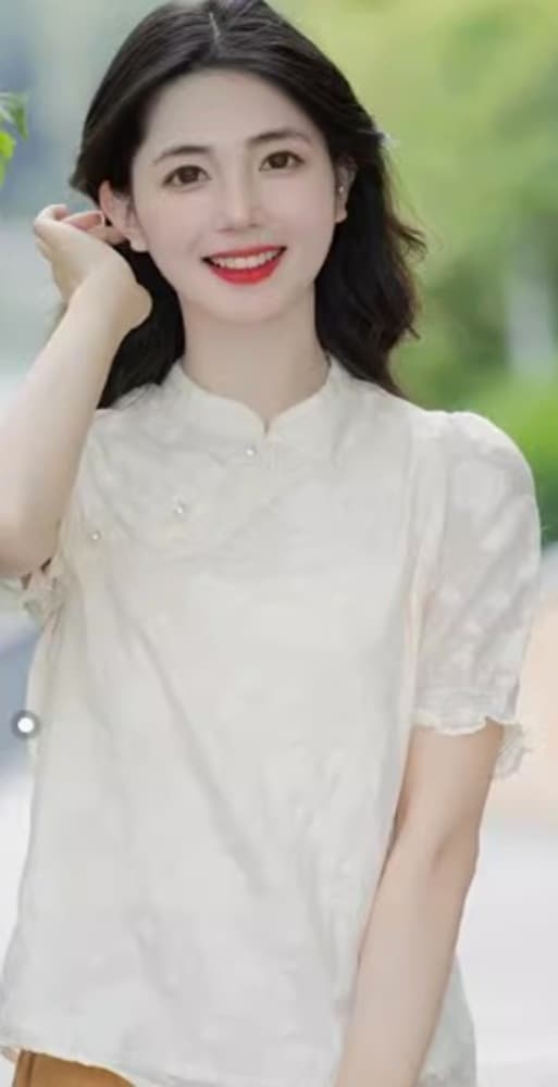 チャイナ服 シワ加工 モコモコ チャイナブラウス