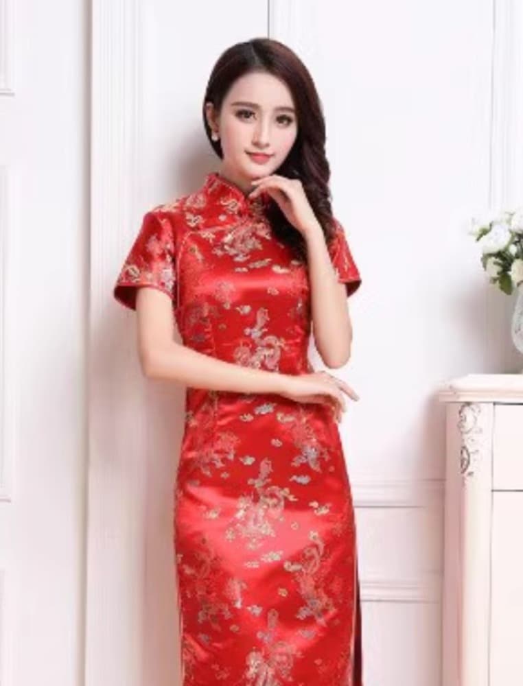 チャイナ服 ハーフスリーブロングチャイナドレス