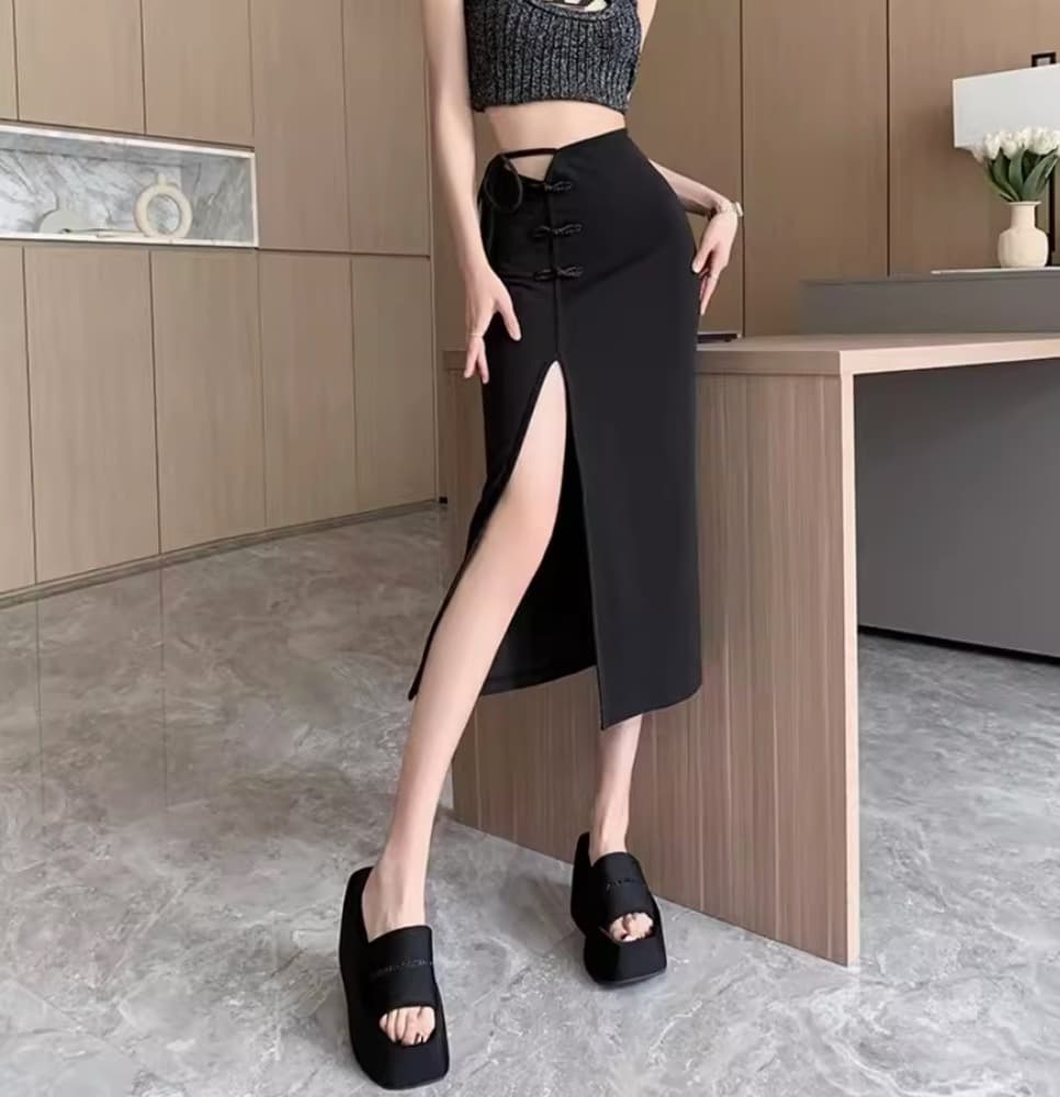 チャイナ服 大きめスリットのセクシーチャイナスカート