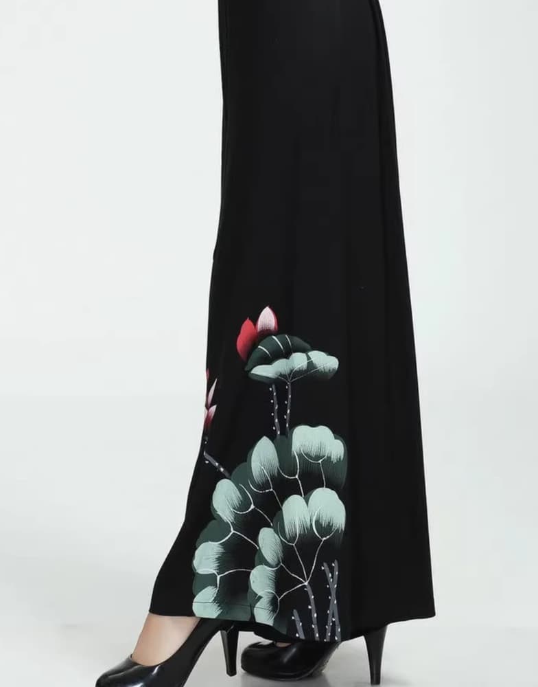 チャイナパンツ チャイナロータスパンツ 花柄