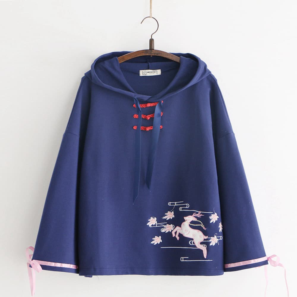 チャイナ服 チャイナデザイン入り プルオーバー チャイナパーカー