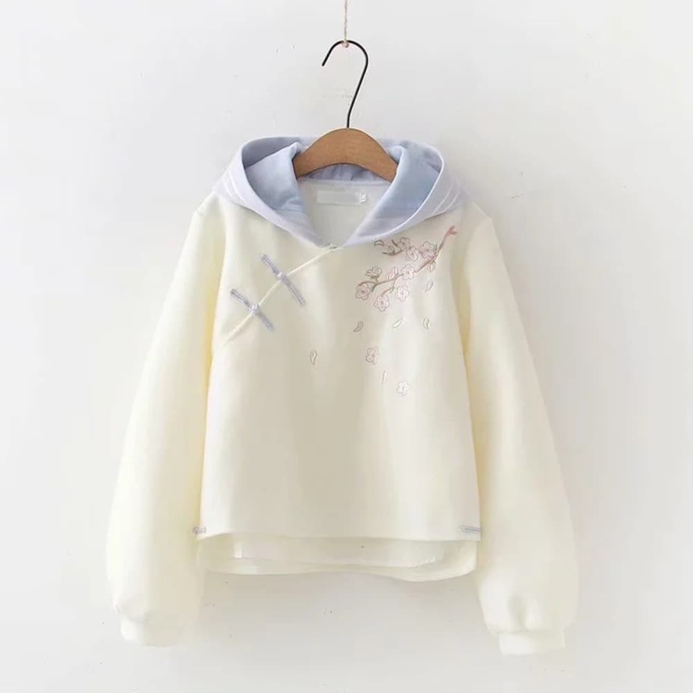 チャイナ服 ホワイトブルー シンプルチャイナデザイン チャイナパーカー