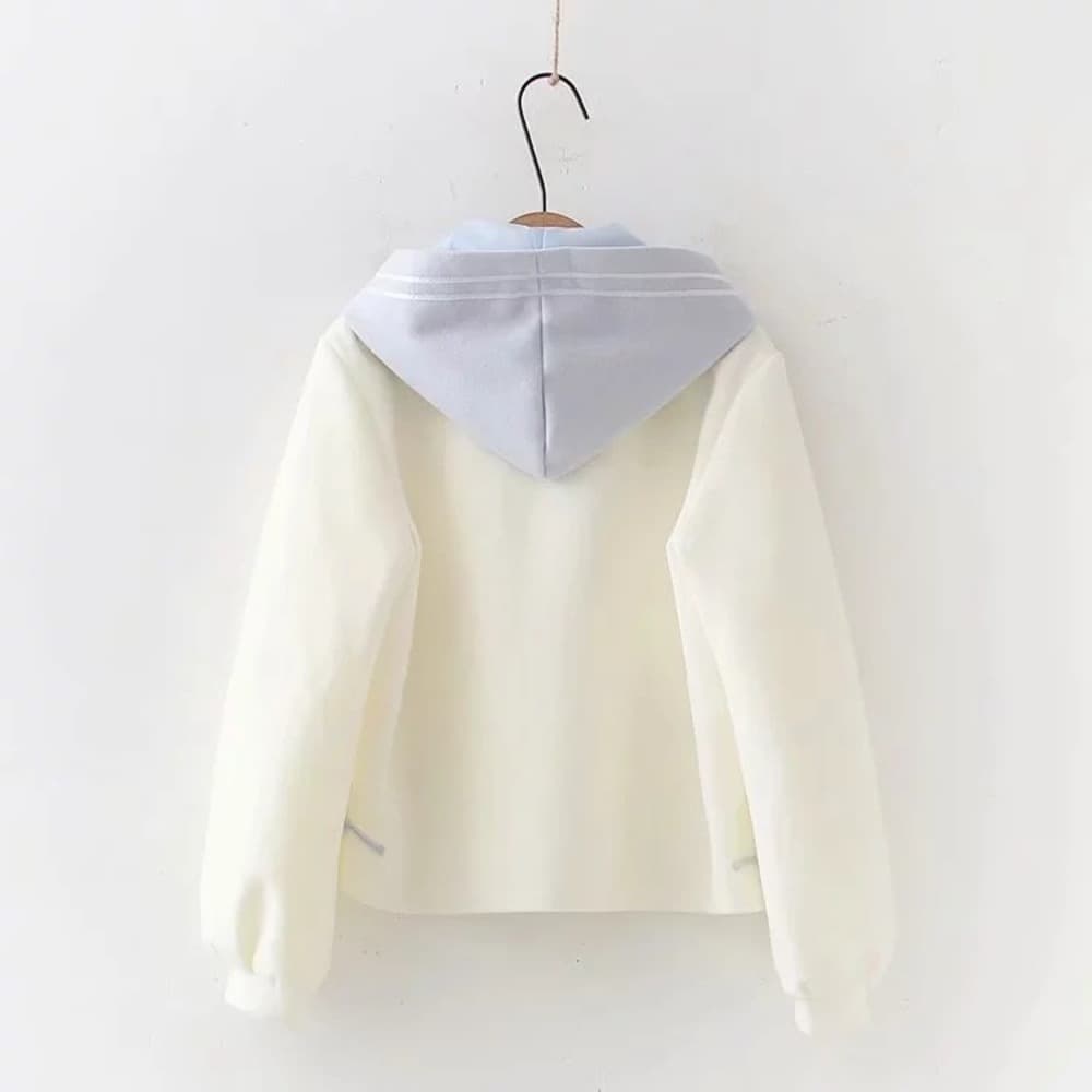 チャイナ服 ホワイトブルー シンプルチャイナデザイン チャイナパーカー