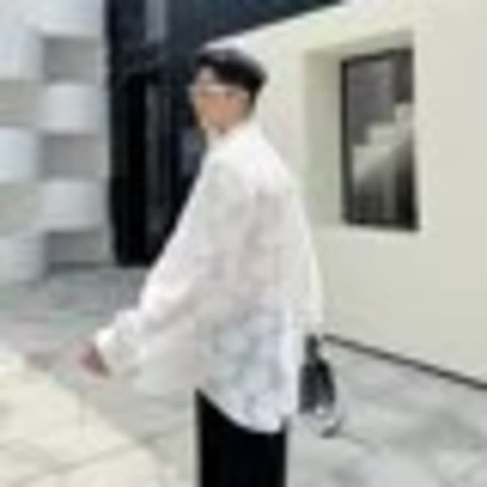 チャイナ服 シースルー オーバーサイズシャツ メンズチャイナ