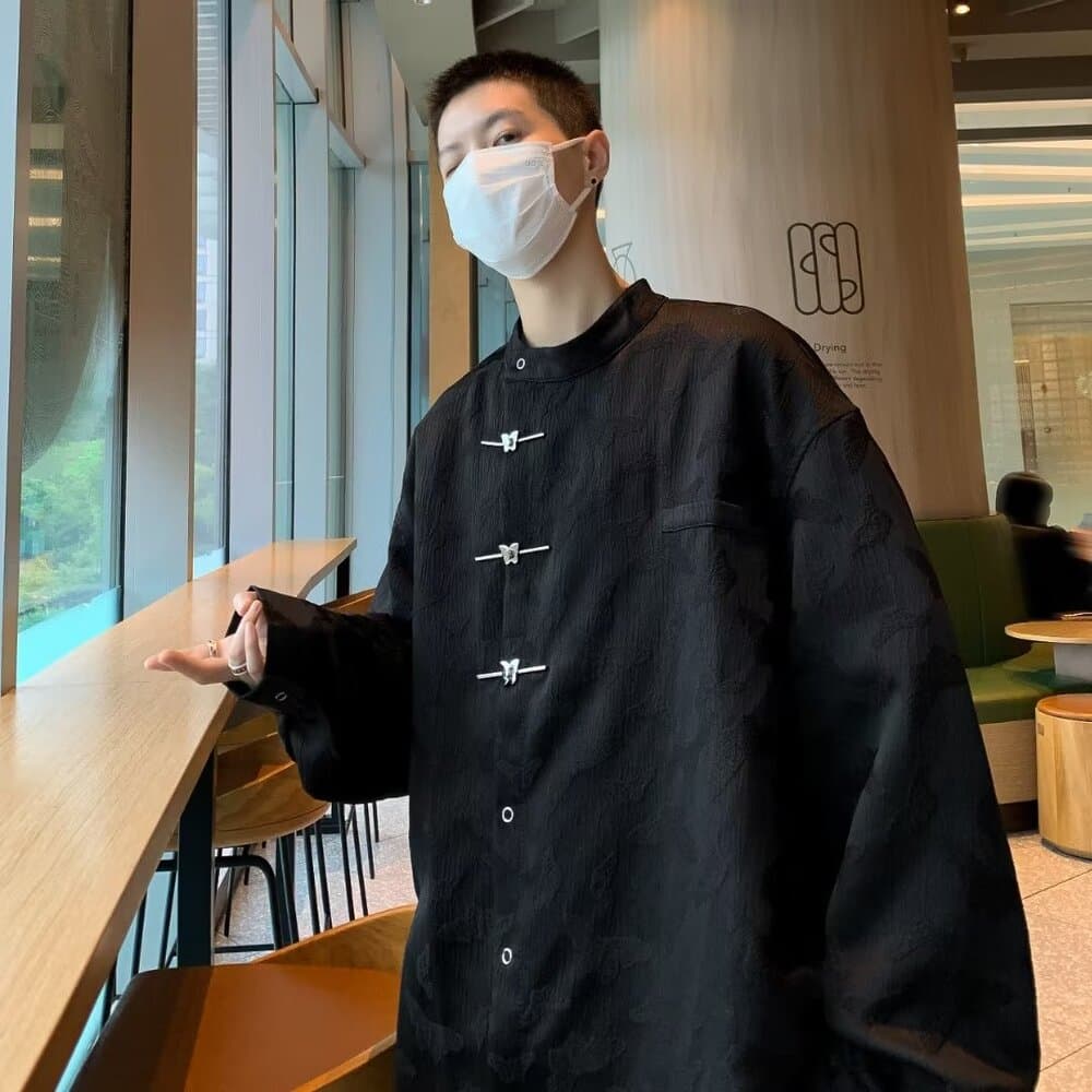 チャイナ服 アーティスティックデザイン 中国風トップス メンズチャイナ