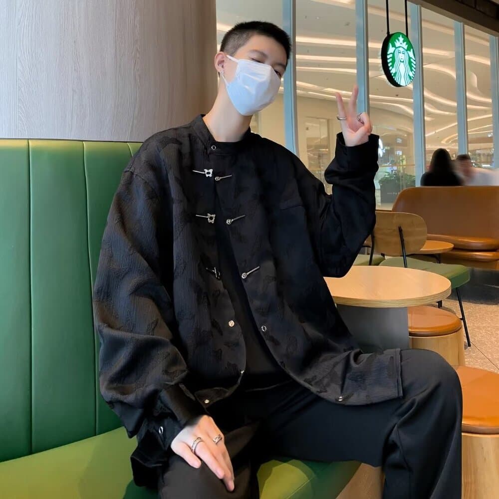 チャイナ服 アーティスティックデザイン 中国風トップス メンズチャイナ