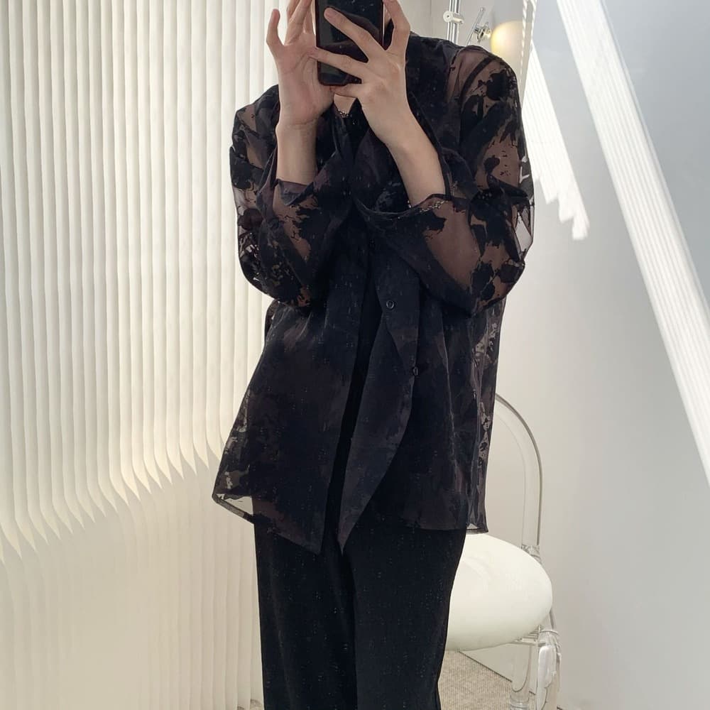 チャイナ服 爽やかシースルーシャツ メンズチャイナ