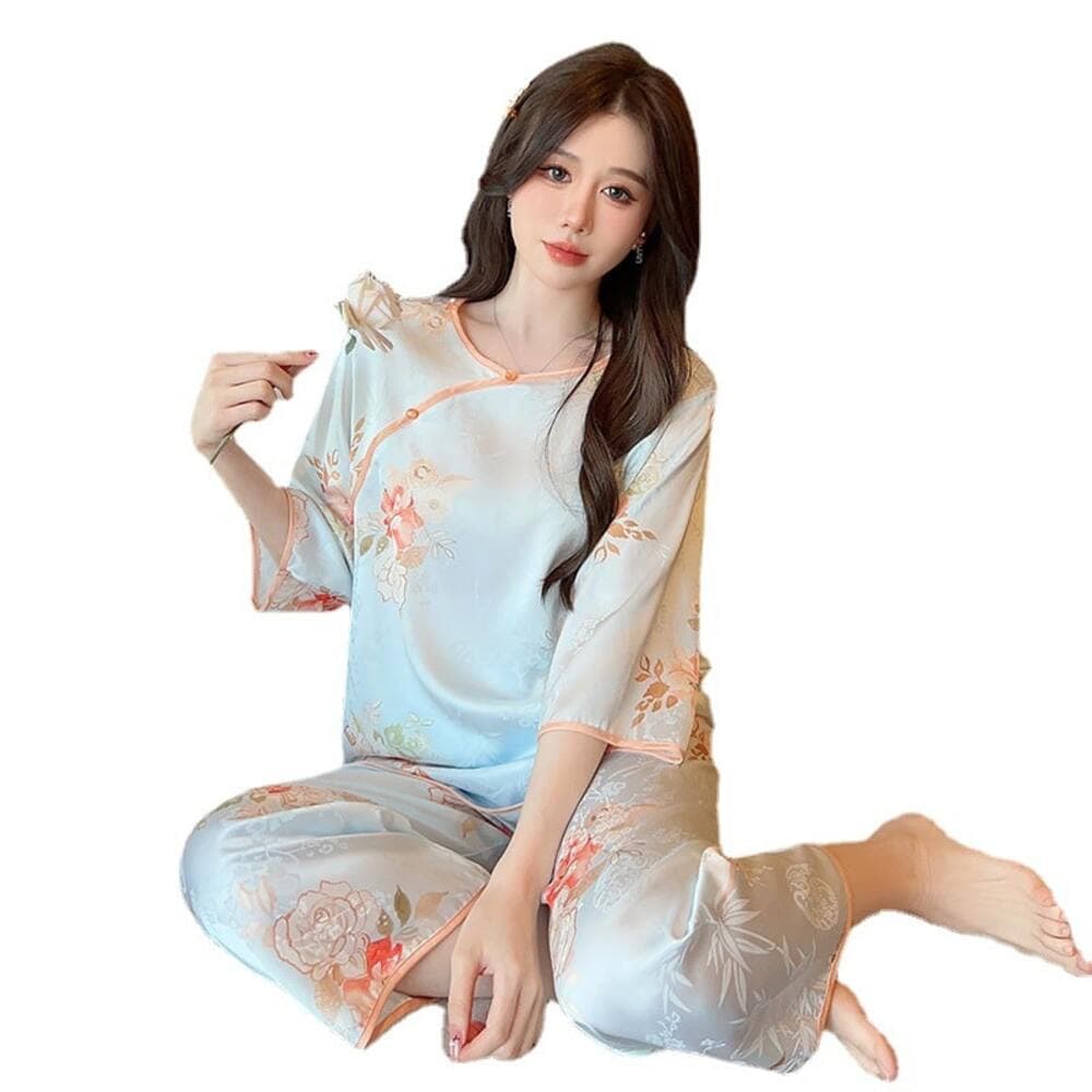 チャイナ服 シルクチャイナパジャマ