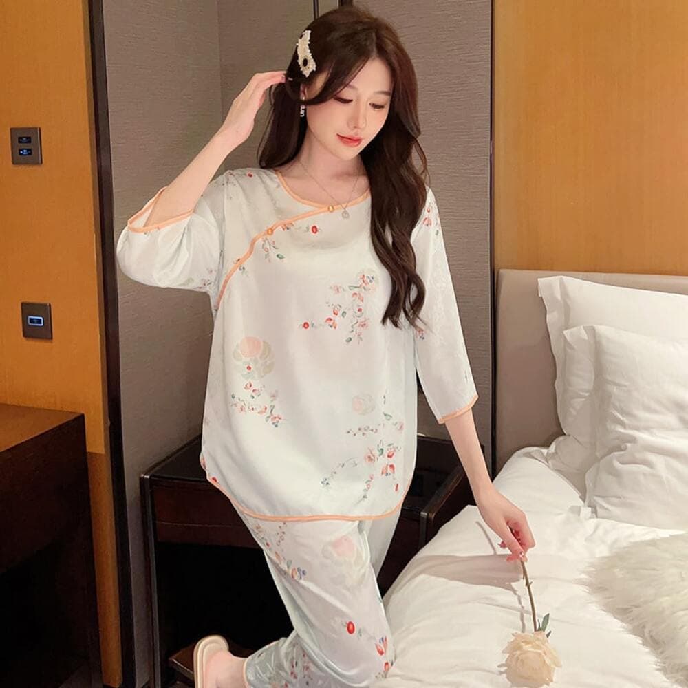 チャイナ服 シルクチャイナパジャマ