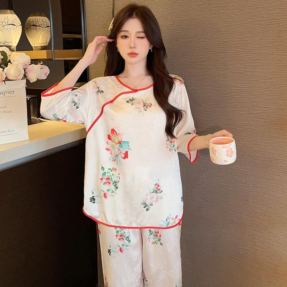 チャイナ服 シルクチャイナパジャマ