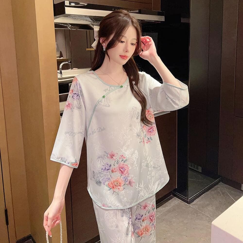 チャイナ服 シルクチャイナパジャマ