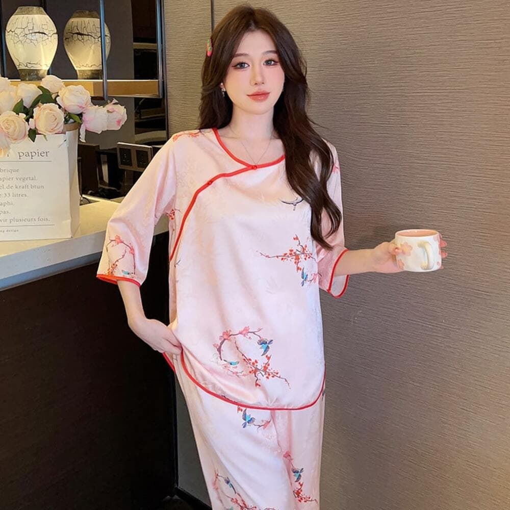 チャイナ服 シルクチャイナパジャマ