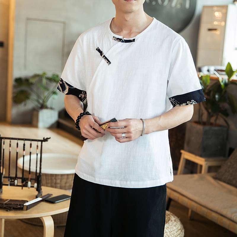 チャイナ服 モノトーン カジュアル Tシャツ