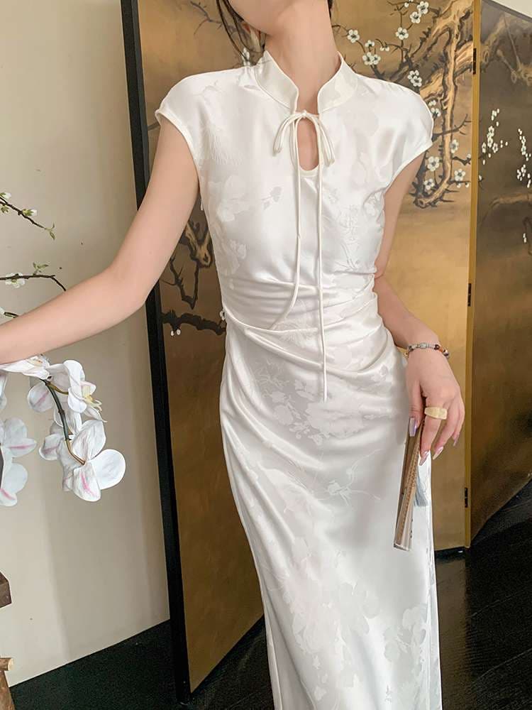 チャイナ服 スリット ホワイト ドレス