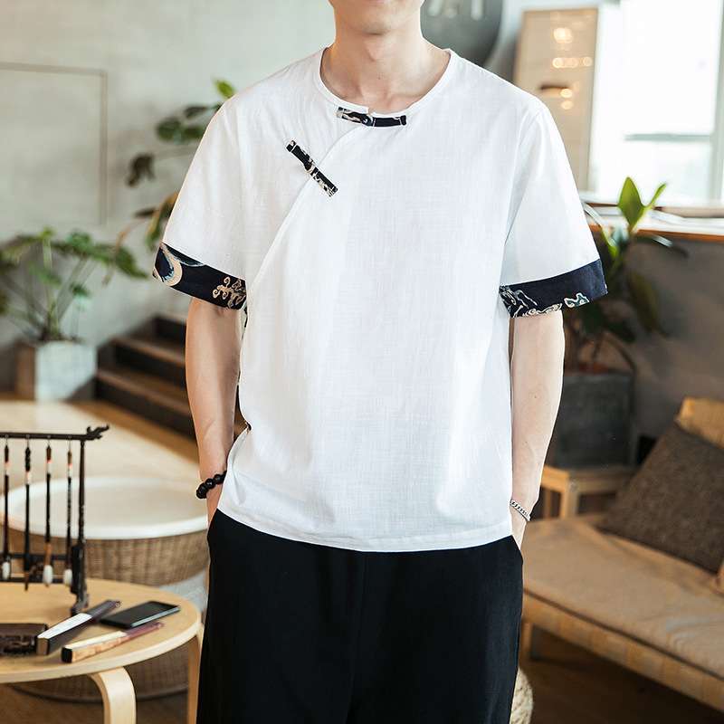チャイナ服 モノトーン カジュアル Tシャツ