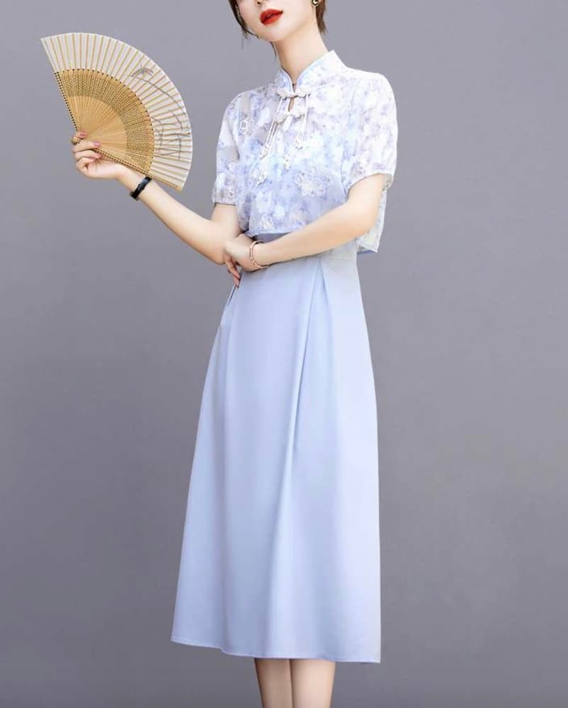 チャイナ服 フレッシュ フラワー エレガント ワンピース