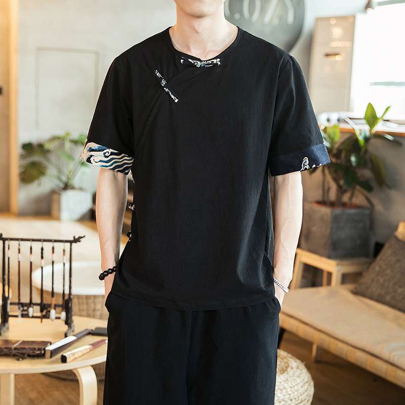 チャイナ服 モノトーン カジュアル Tシャツ