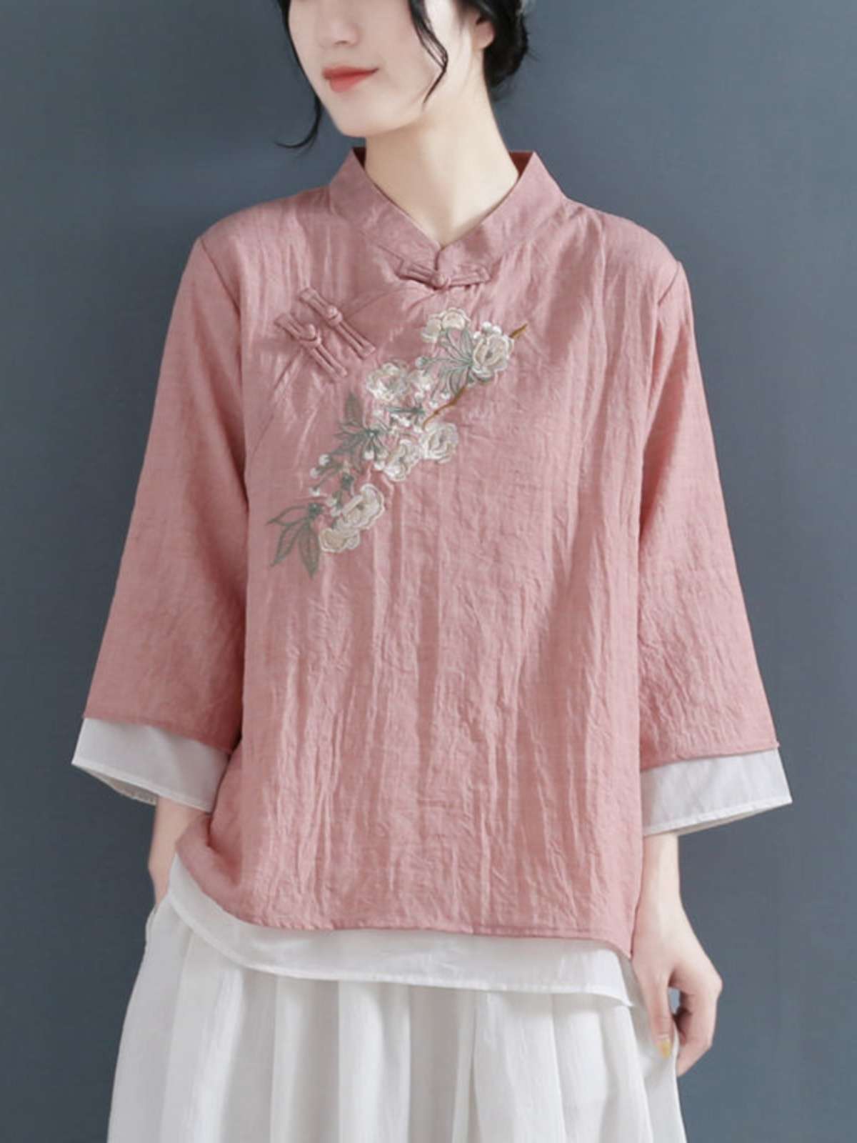 チャイナ 服 大人可愛い 刺繍チャイナ風トップス