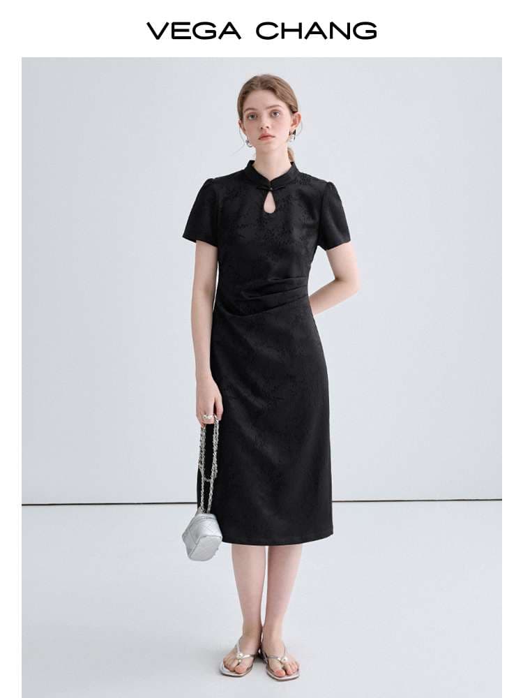 チャイナ服 ブラック カッティング ドレス