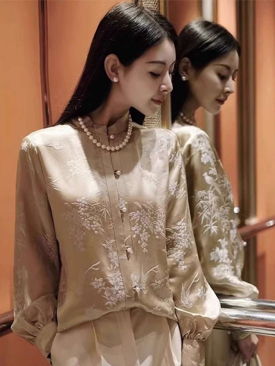 チャイナ服 ブラウン キュート ブラウス