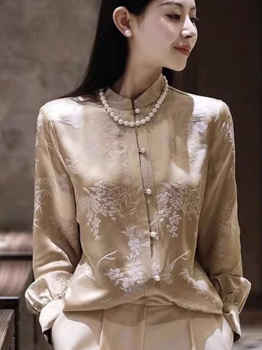 チャイナ服 ブラウン キュート ブラウス