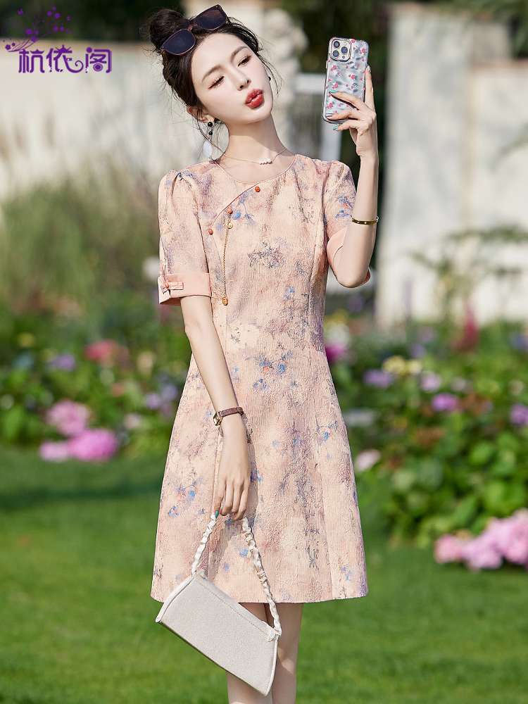 チャイナ服 ボタン フラワー ミニ ワンピース