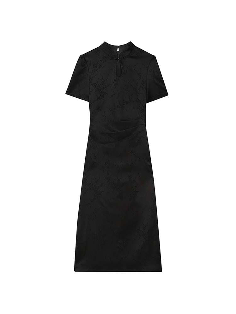 チャイナ服 ブラック カッティング ドレス