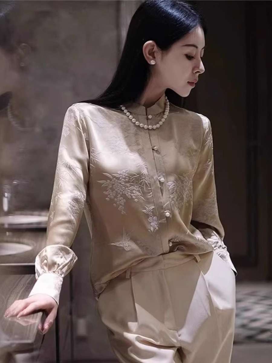 チャイナ服 ブラウン キュート ブラウス