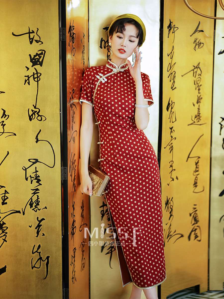 チャイナ服 レトロ ドット ドレス