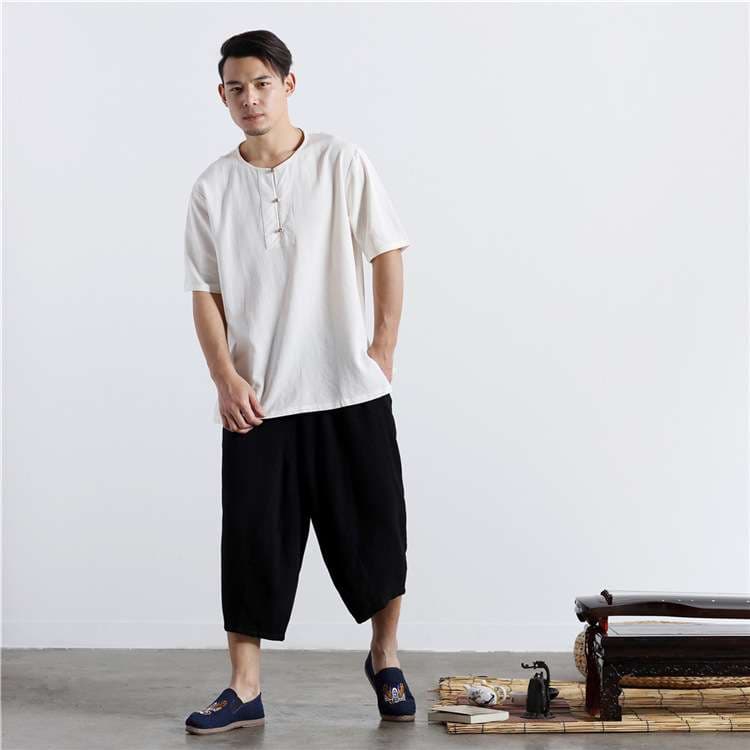 チャイナ服 リネンコットン カジュアル Tシャツ