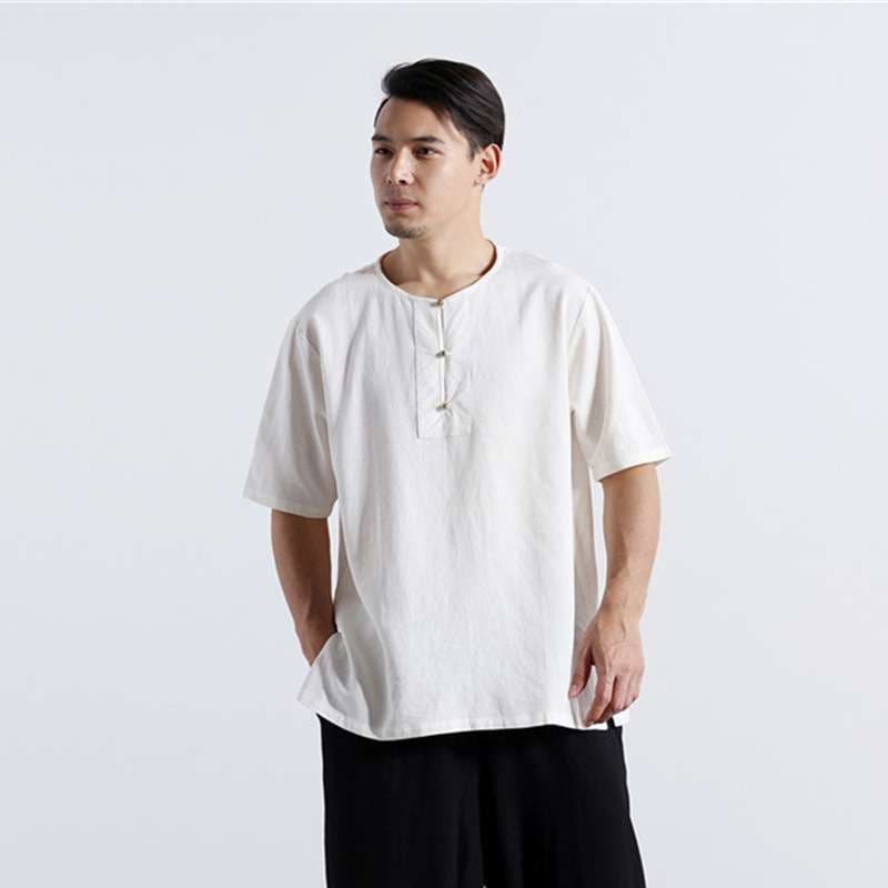 チャイナ服 リネンコットン カジュアル Tシャツ