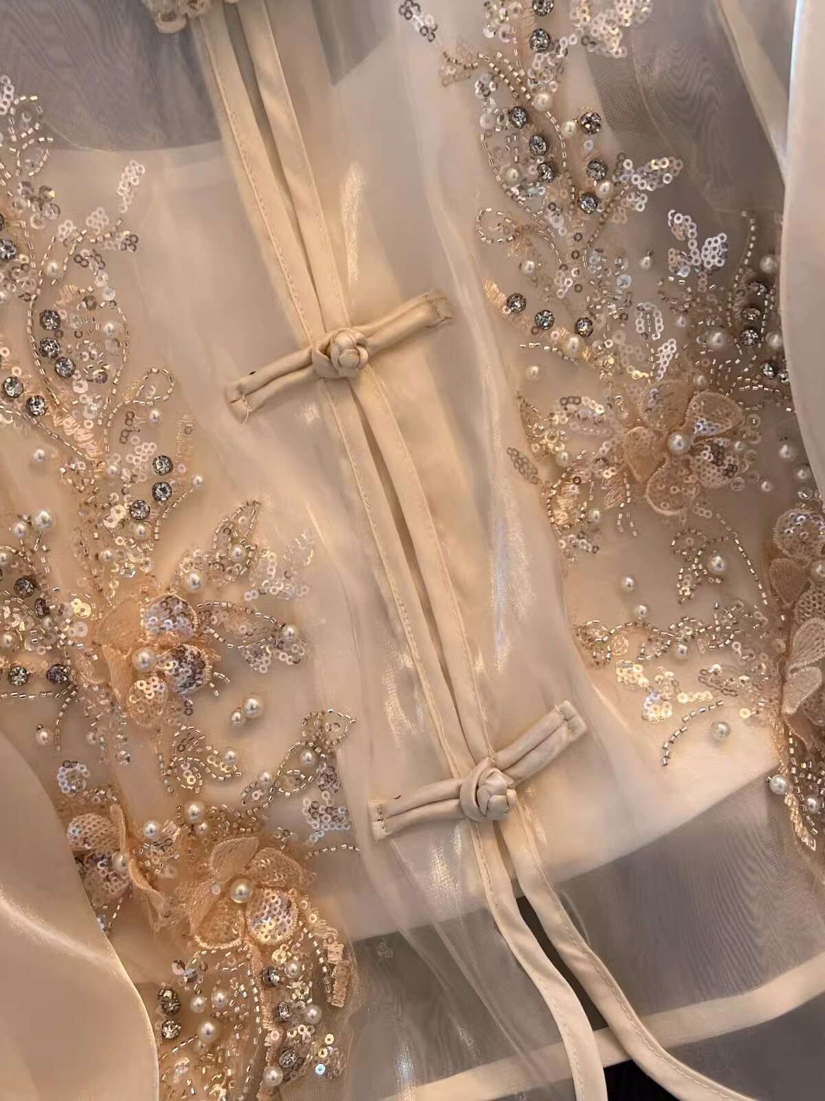 チャイナ服 シースルー ビジュー ブラウス