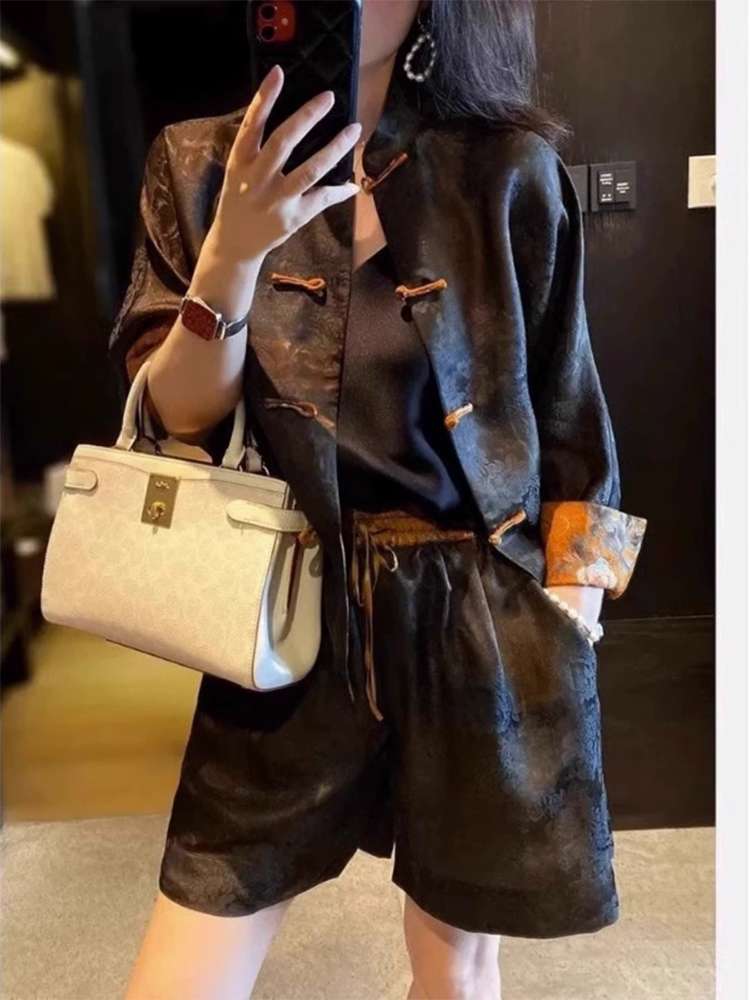 チャイナ服 ブラック ゴージャス ブラウス