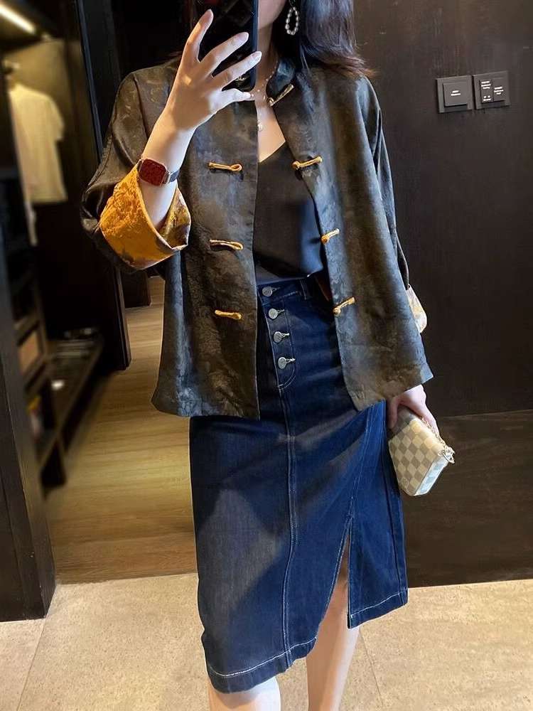 チャイナ服 ブラック ゴージャス ブラウス