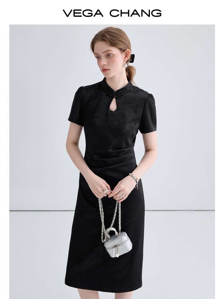 チャイナ服 ブラック カッティング ドレス